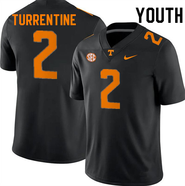 Youth #2 Andre Turrentine Tennessee Volunteers College Football Jerseys Stitched-Black